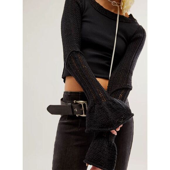 NWT FREE PEOPLE CUFFING SEASON TOP IN BLACK, $80 Small C5 - Picture 4 of 9